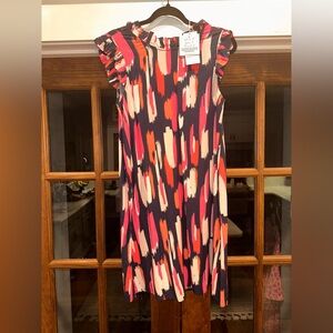 NWT Mary Square Size XS Colorful Sleeveless Dress‎ with Ruffle Details